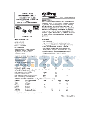 CTLM1034-M832D_10 datasheet - SURFACE MOUNT SILICON LOW VCE(SAT) NPN TRANSISTOR AND LOW VF SCHOTTKY RECTIFIER