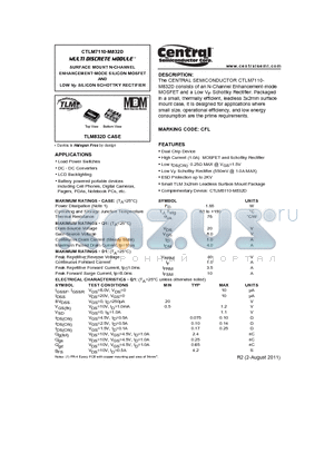 CTLM7110-M832D datasheet - SURFACE MOUNT N-CHANNEL ENHANCEMENT-MODE SILICON MOSFET AND LOW VF SILICON SCHOTTKY RECTIFIER