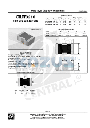 CTLPF3216-2442 datasheet - Multi-layer Chip Low Pass Filters