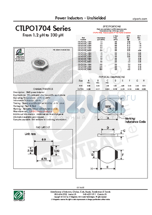 CTLPO1704-224M datasheet - Power Inductors - Unshielded