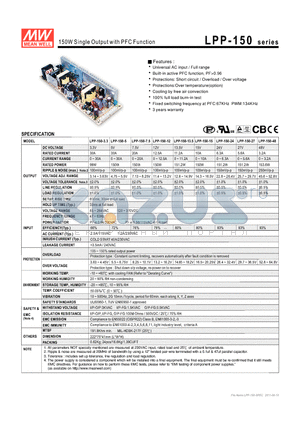 LPP-150-24 datasheet - 150W Single Output with PFC Function L