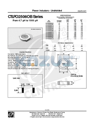 CTLPO2506OB-153 datasheet - Power Inductors - Unshielded