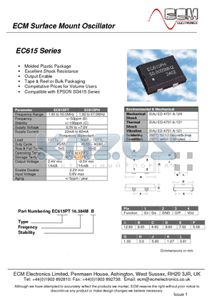 EC615 datasheet - Surface Mount Oscillator
