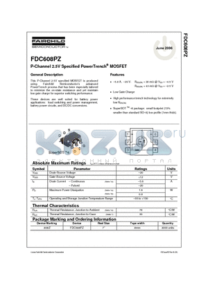 FDC608PZ datasheet - P-Channel 2.5V Specified PowerTrench MOSFET