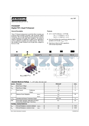 FDC6304P datasheet - Digital FET, Dual P-Channel