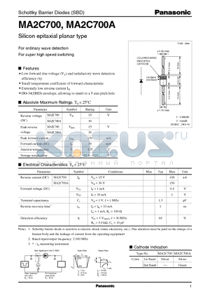 MA2C700 datasheet - Schottky Barrier Diodes (SBD)