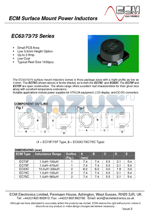 EC73F datasheet - Surface Mount Power Inductors
