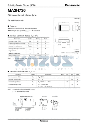 MA2H736 datasheet - Schottky Barrier Diodes (SBD)