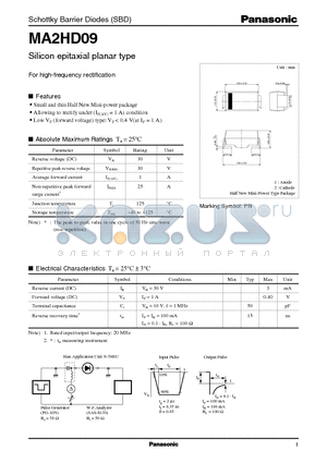 MA2HD09 datasheet - Schottky Barrier Diodes (SBD)