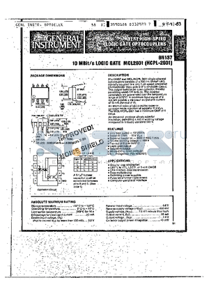 6N137 datasheet - VERY HIGH-SPEED LOGIC GATE OPTOCOUPLERS