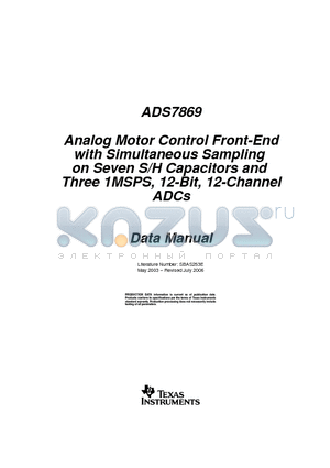 ADS7869IPZTG4 datasheet - Analog Motor Control Front-End with Simultaneous Sampling on Seven S/H Capacitors and Three 1MSPS, 12-Bit, 12-Channel ADCs