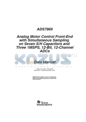 ADS7869IPZTR datasheet - Analog Motor Control Front-End with Simultaneous Sampling on Seven S/H Capacitors and Three 1MSPS, 12-Bit, 12-Channel