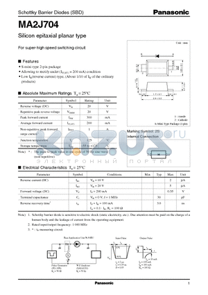 MA2J704 datasheet - Schottky Barrier Diodes (SBD)