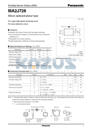MA2J728 datasheet - Schottky Barrier Diodes (SBD)