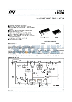 L4963 datasheet - 1.5A SWITCHING REGULATOR