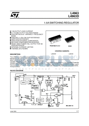 L4963W datasheet - 1.5A SWITCHING REGULATOR