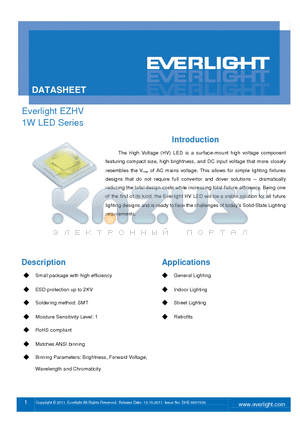 EZHV-F81C1-1LPGS-F5700 datasheet - Small package with high efficiency