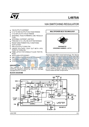 L4970A datasheet - 10A SWITCHING REGULATOR