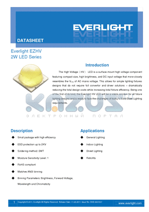 EZHV-J31M2 datasheet - White LED