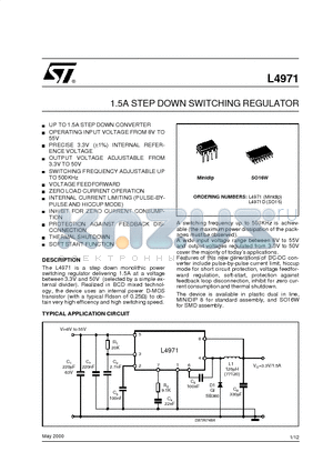 L4971 datasheet - 1.5A STEP DOWN SWITCHING REGULATOR