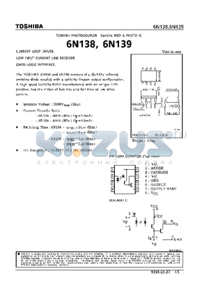 6N138 datasheet - IRED & PHOTO IC (CURRENT LOOP DRIVER, LOW INPUT CURRENT LINE RECEIVER, COMS LOGIC INTERFACE)
