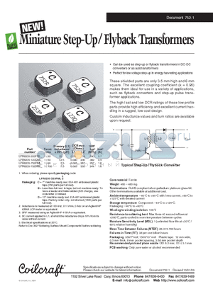 LPR6235-253PML datasheet - Miniature Step-Up / Flyback Transformers