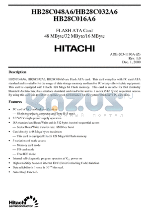 HB28C016A6 datasheet - FLASH ATA Card