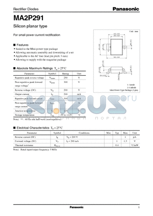 MA2P291 datasheet - Rectifier Diodes