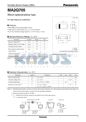 MA2Q705 datasheet - Schottky Barrier Diodes (SBD)