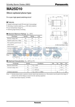 MA2SD10 datasheet - Silicon epitaxial planar type
