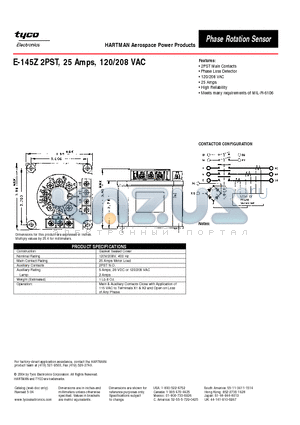 E-145Z datasheet - E-145Z 2PST, 25 Amps, 120/208 VAC