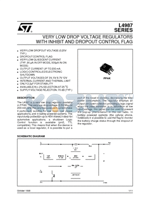 L4987CPT50 datasheet - VERY LOW DROP VOLTAGE REGULATORS WITH INHIBIT AND DROPOUT CONTROL FLAG