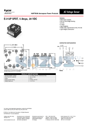 E-312P datasheet - E-312P SPDT, 5 Amps, 28 VDC