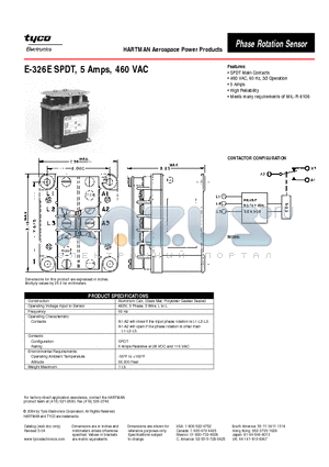 E-326E datasheet - E-326E SPDT, 5 Amps, 460 VAC