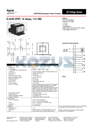 E-329E datasheet - E-329E 3PDT, 10 Amps, 115 VAC