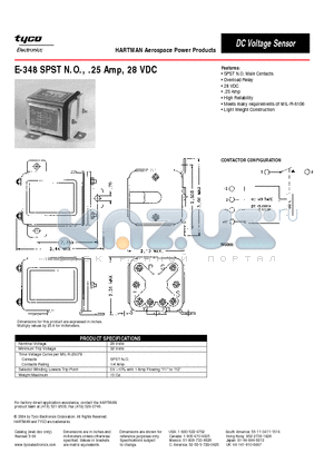 E-348 datasheet - E-348 SPST N.O., .25 Amp, 28 VDC