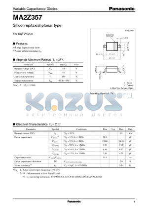 MA2Z357 datasheet - Silicon epitaxial planar type