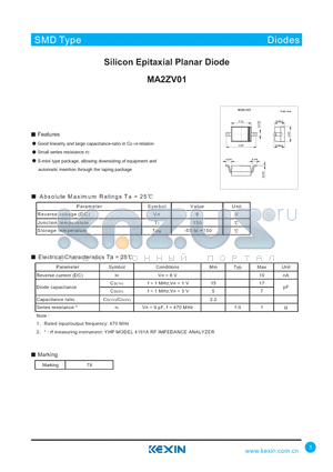 MA2ZV01 datasheet - Silicon Epitaxial Planar Diode