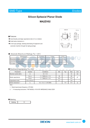 MA2ZV02 datasheet - Silicon Epitaxial Planar Diode