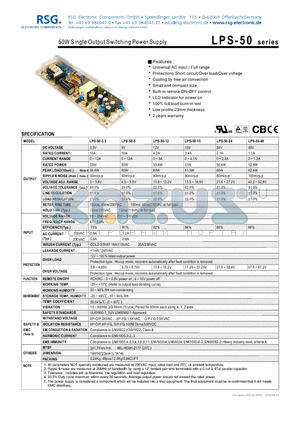 LPS-50-48 datasheet - 50W Single Output Switching Power Supply