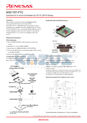 M32170T-PTC datasheet - Converter for In-circuit Connection (for 32170, 32174 Group)