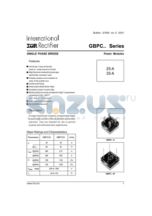 GBPC2512W datasheet - SINGLE PHASE BRIDGE