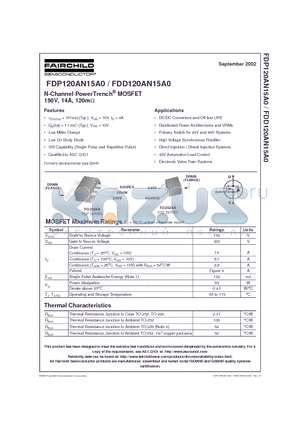 FDD120AN15A datasheet - N-Channel PowerTrench MOSFET