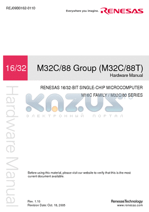 M32C88 datasheet - RENESAS 16/32-BIT SINGLE-CHIP MICROCOMPUTER M16C FAMILY / M32C/80 SERIES