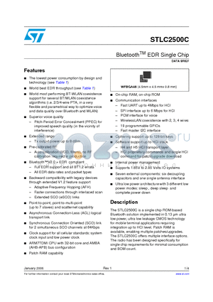 E-STLC2500CTR datasheet - BluetoothTM EDR Single Chip