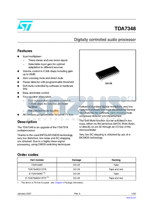 E-TDA7348D datasheet - Digitally controlled audio processor