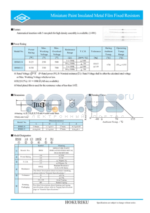 E011202 datasheet - Miniature Paint Insulated Metal Film Fixed Resistors