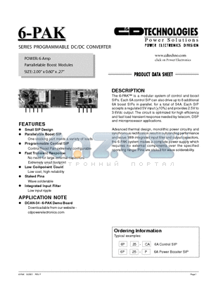 6P25-CA datasheet - PROGRAMMABLE DC/DC CONVERTER