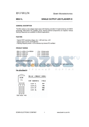 M34-1L datasheet - M34-1L SINGLE OUTPUT LED FLASHER IC