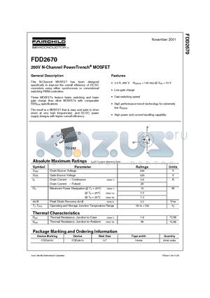 FDD2670 datasheet - 200V N-Channel PowerTrench MOSFET